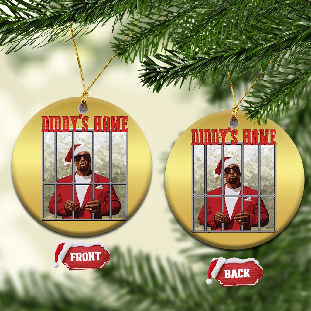 Funny Dirty Xmas Santa Diddy's Home Christmas Ornament TS11 Circle Gold Print Your Wear