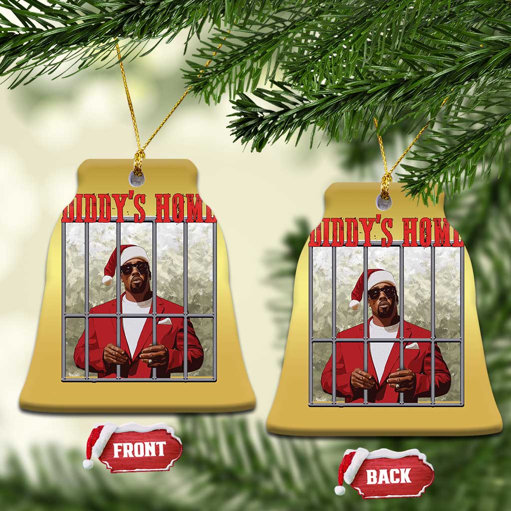 Funny Dirty Xmas Santa Diddy's Home Christmas Ornament TS11 Bell Flake Gold Print Your Wear