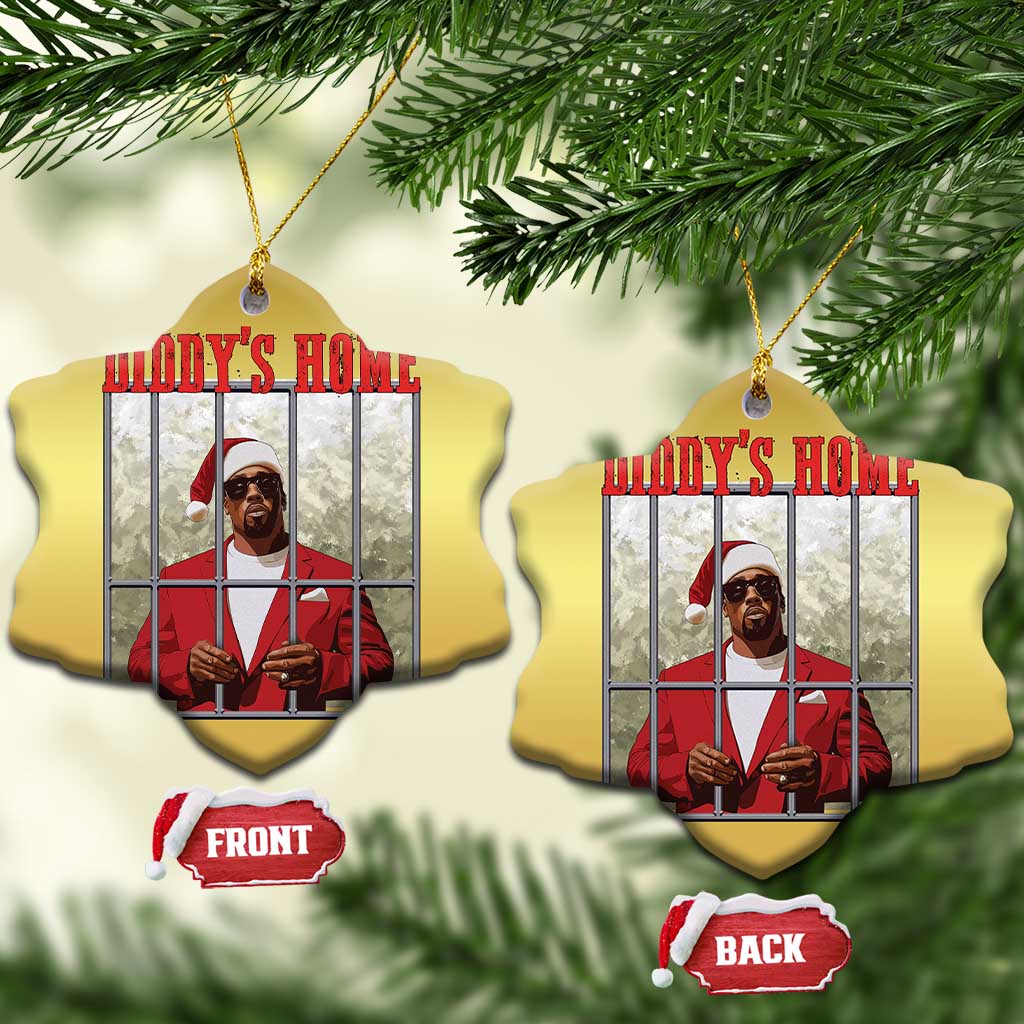 Funny Dirty Xmas Santa Diddy's Home Christmas Ornament TS11 Snow Flake Gold Print Your Wear