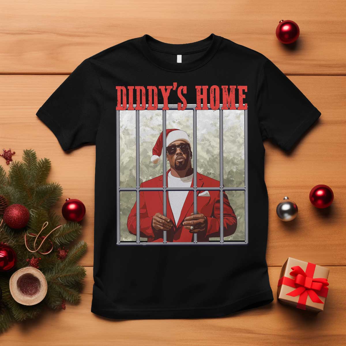 Funny Dirty Christmas Santa Diddy's Home T Shirt TS11 Black Print Your Wear
