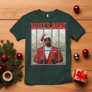 Funny Dirty Christmas Santa Diddy's Home T Shirt TS11 Dark Forest Green Print Your Wear