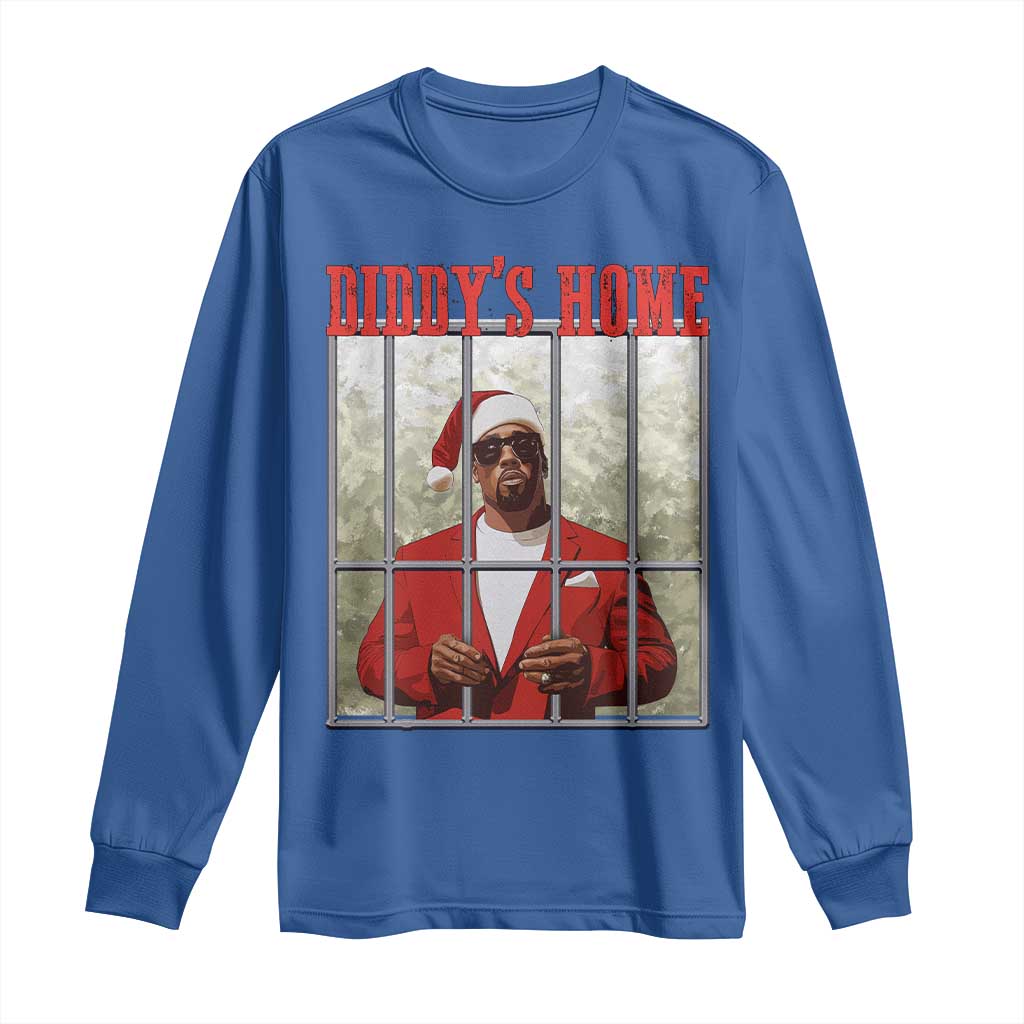 Funny Dirty Christmas Santa Diddy's Home Long Sleeve Shirt TS11 Royal Blue Print Your Wear