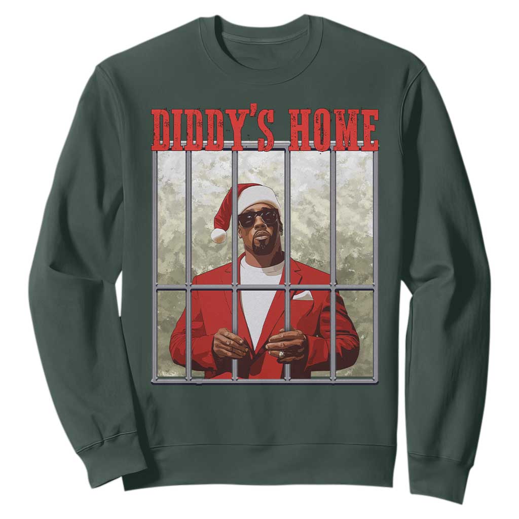 Funny Dirty Christmas Santa Diddy's Home Sweatshirt TS11 Dark Forest Green Print Your Wear