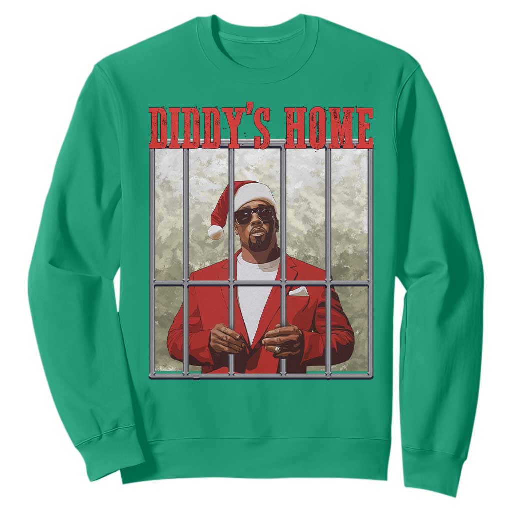 Funny Dirty Christmas Santa Diddy's Home Sweatshirt TS11 Irish Green Print Your Wear