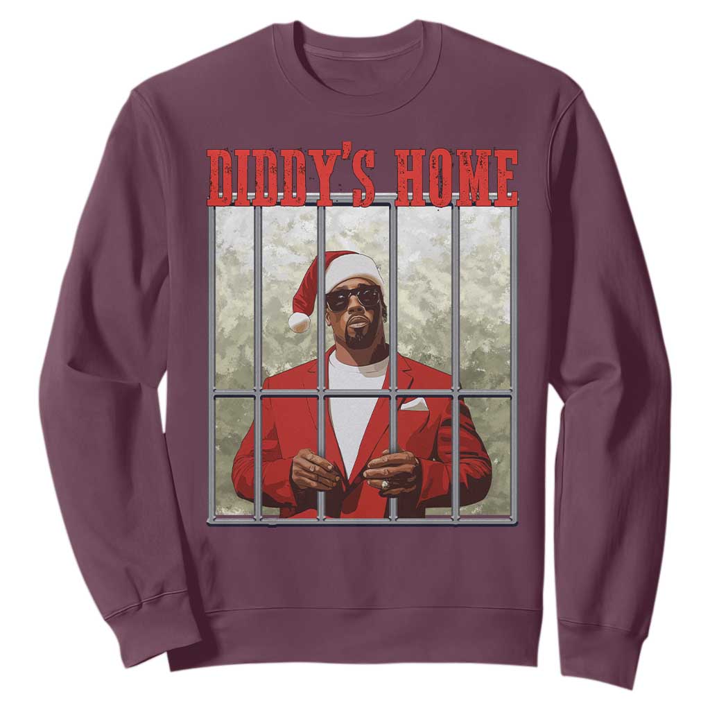 Funny Dirty Christmas Santa Diddy's Home Sweatshirt TS11 Maroon Print Your Wear