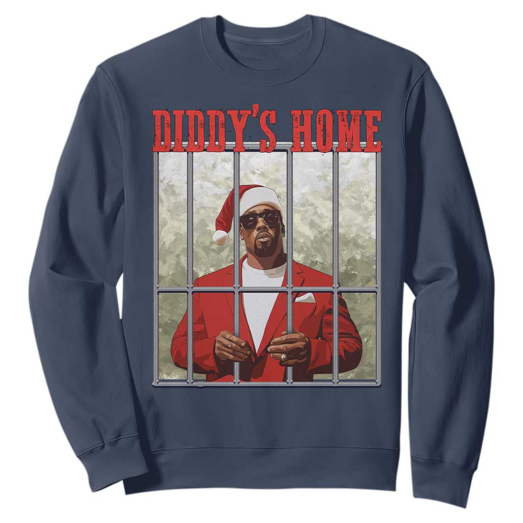 Funny Dirty Christmas Santa Diddy's Home Sweatshirt TS11 Navy Print Your Wear