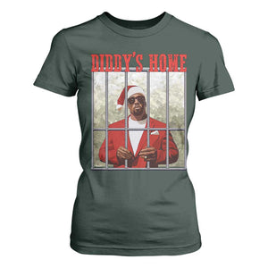 Funny Dirty Christmas Santa Diddy's Home T Shirt For Women TS11 Dark Forest Green Print Your Wear