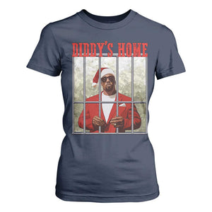 Funny Dirty Christmas Santa Diddy's Home T Shirt For Women TS11 Navy Print Your Wear