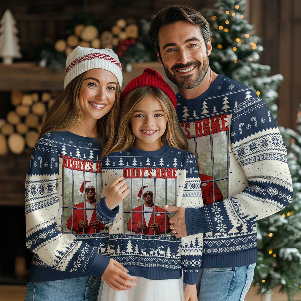 Funny Dirty Xmas Santa Diddy's Home Ugly Christmas Sweater TS11 Navy Print Your Wear