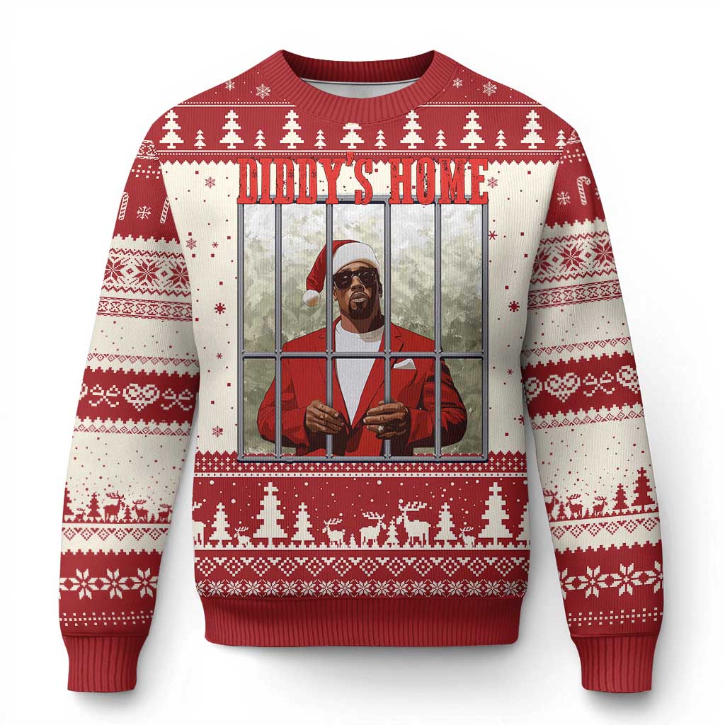 Funny Dirty Xmas Santa Diddy's Home Ugly Christmas Sweater TS11 Red Print Your Wear