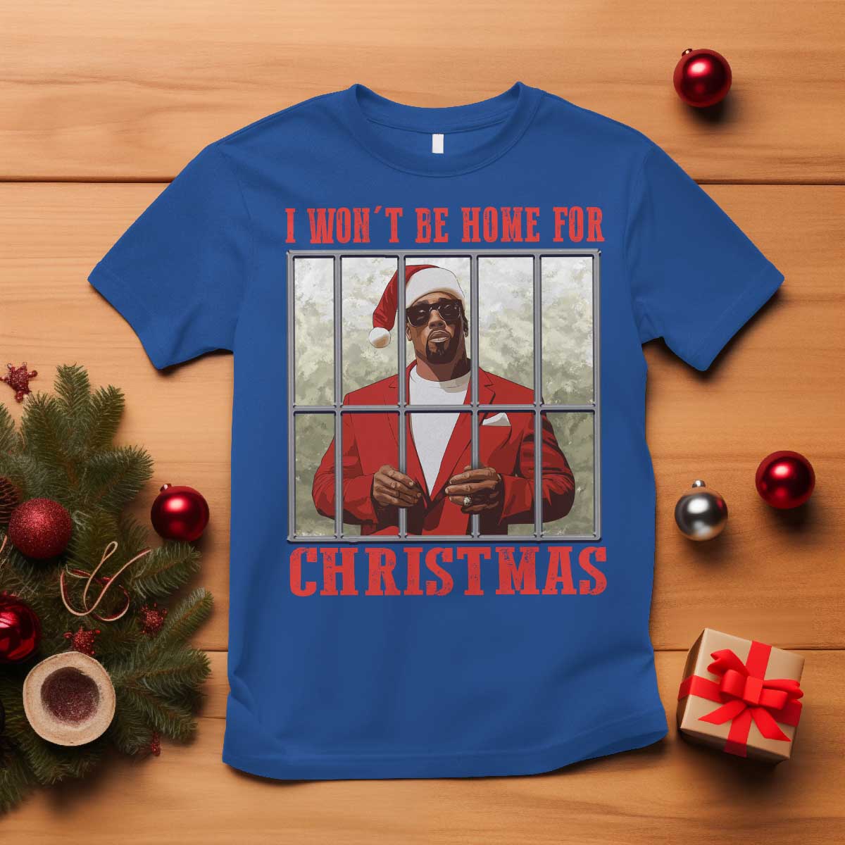 Funny Santa Diddy Christmas T Shirt I Won't Be Home For Xmas TS11 Royal Blue Print Your Wear