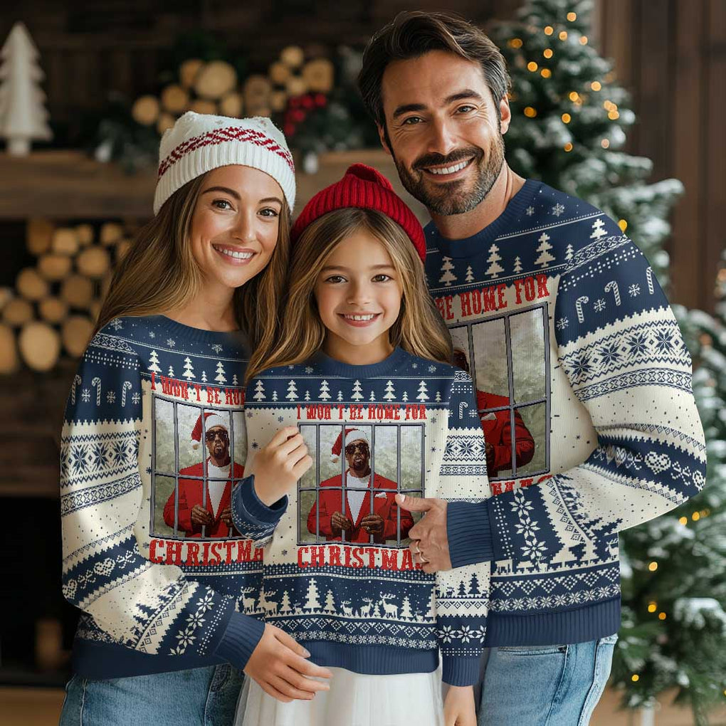 Funny Santa Diddy Xmas Ugly Christmas Sweater I Won't Be Home For Xmas TS11 Navy Print Your Wear