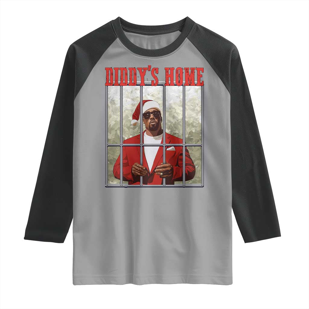 Funny Dirty Christmas Santa Diddy's Home Raglan Shirt TS11 Sport Gray Black Print Your Wear