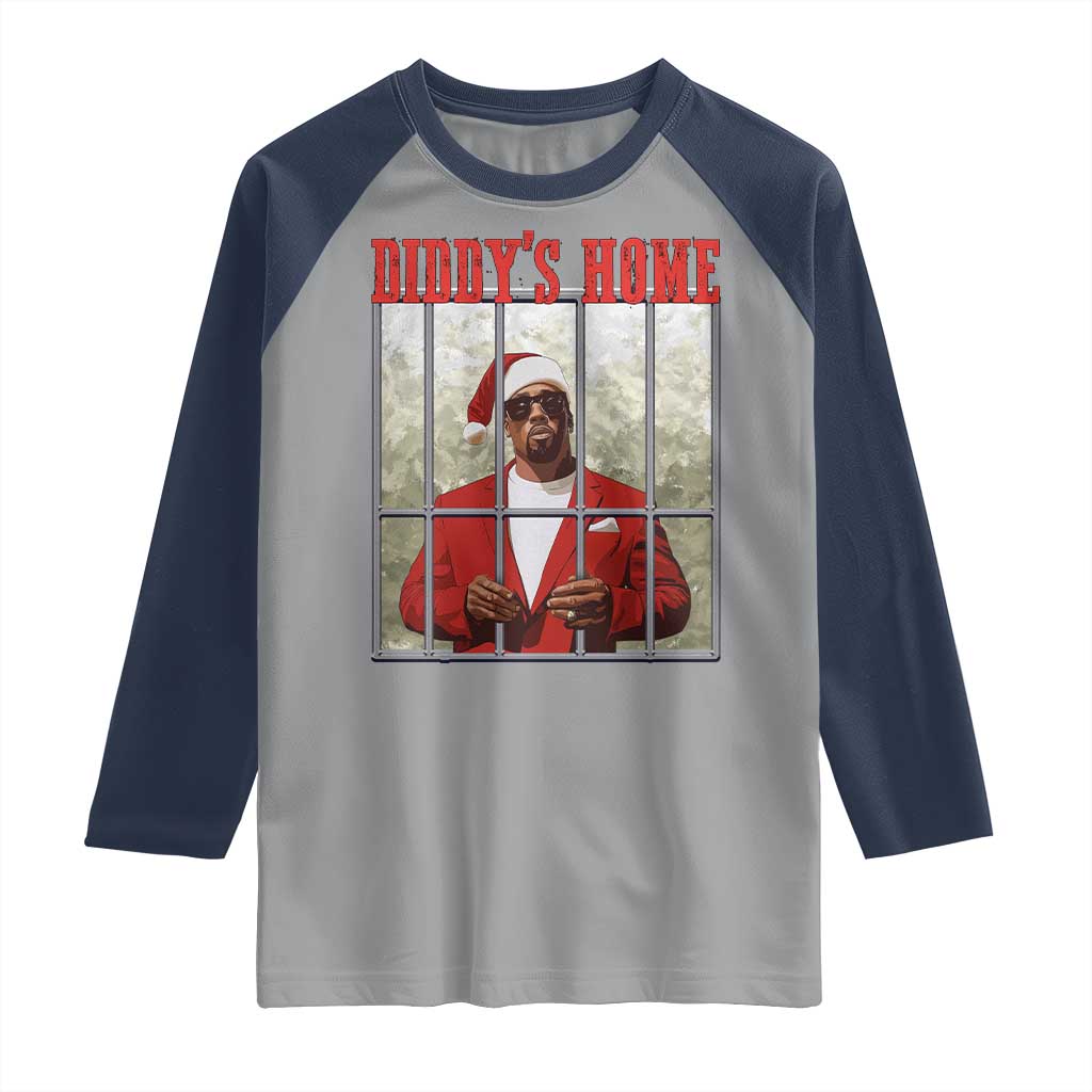 Funny Dirty Christmas Santa Diddy's Home Raglan Shirt TS11 Sport Gray Navy Print Your Wear