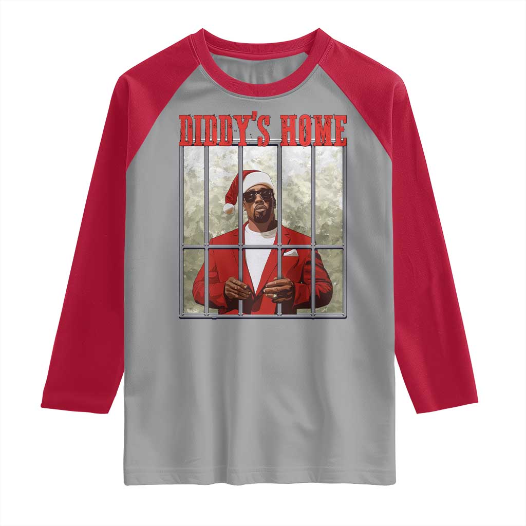 Funny Dirty Christmas Santa Diddy's Home Raglan Shirt TS11 Sport Gray Red Print Your Wear
