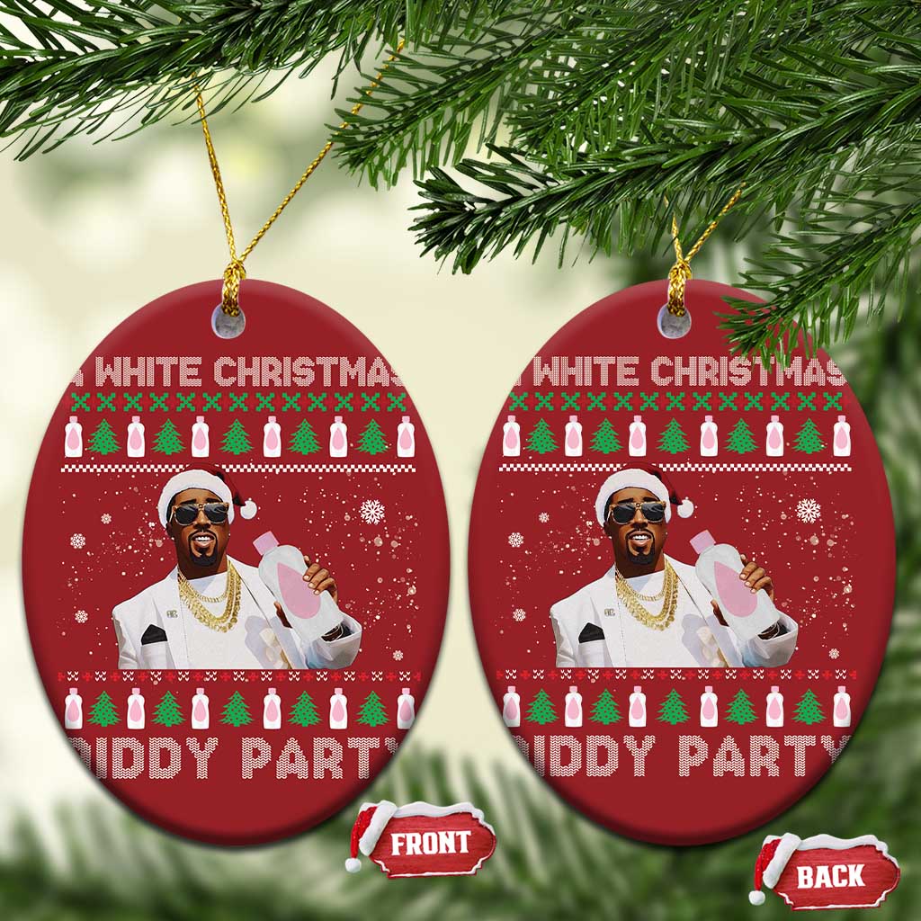 Funny Dirty Santa Diddy Xmas Christmas Ornament A White Xmas Diddy Party Snowflake TS11 Oval Red Print Your Wear