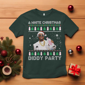 Funny Dirty Santa Diddy Christmas T Shirt A White Xmas Diddy Party Snowflake TS11 Dark Forest Green Print Your Wear