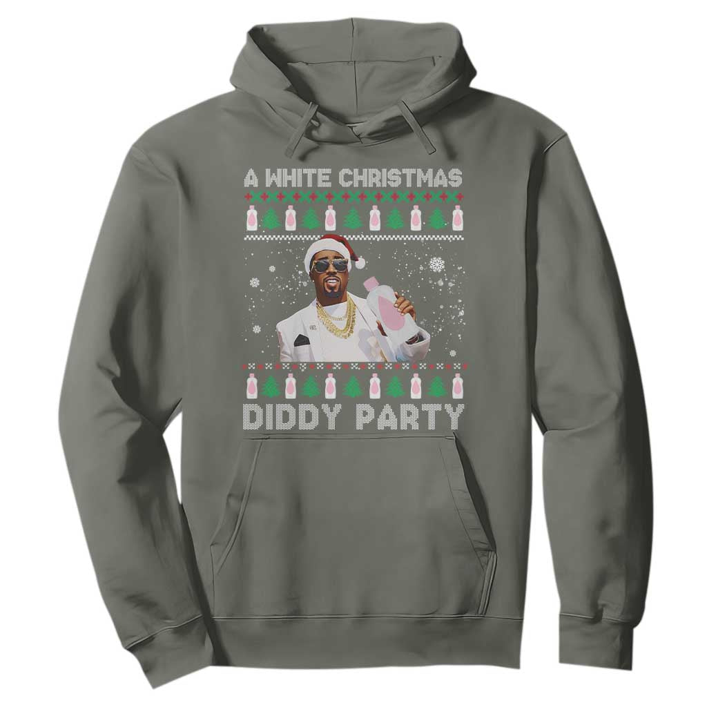 Funny Dirty Santa Diddy Christmas Hoodie A White Xmas Diddy Party Snowflake TS11 Military Green Print Your Wear