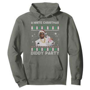 Funny Dirty Santa Diddy Christmas Hoodie A White Xmas Diddy Party Snowflake TS11 Military Green Print Your Wear
