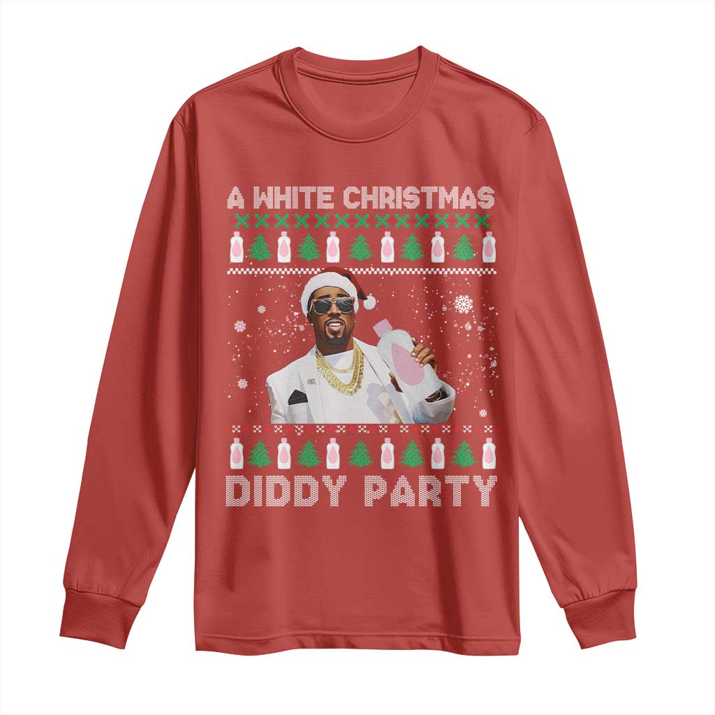 Funny Dirty Santa Diddy Christmas Long Sleeve Shirt A White Xmas Diddy Party Snowflake TS11 Red Print Your Wear