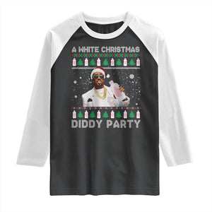 Funny Dirty Santa Diddy Christmas Raglan Shirt A White Xmas Diddy Party Snowflake TS11 Black White Print Your Wear