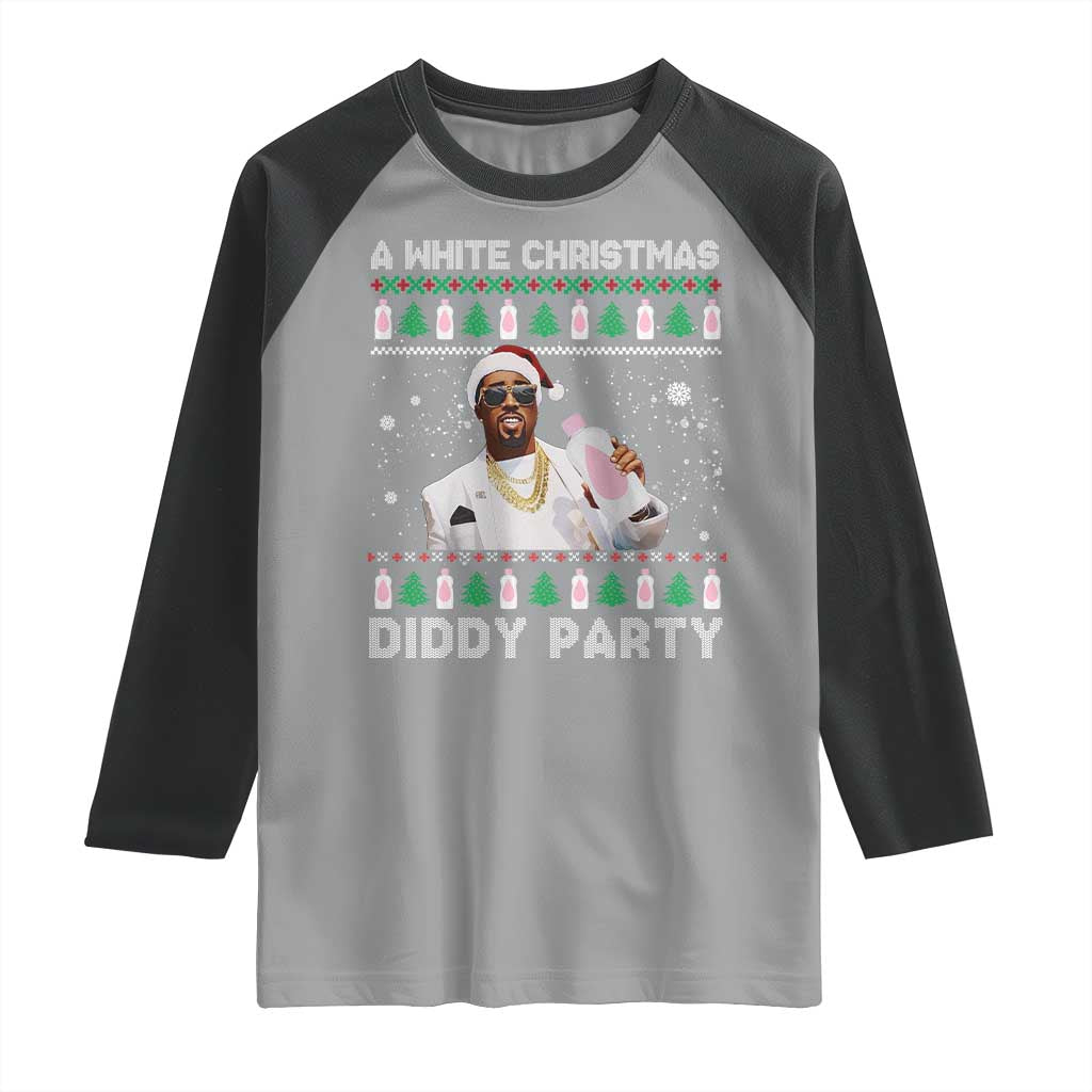 Funny Dirty Santa Diddy Christmas Raglan Shirt A White Xmas Diddy Party Snowflake TS11 Sport Gray Black Print Your Wear