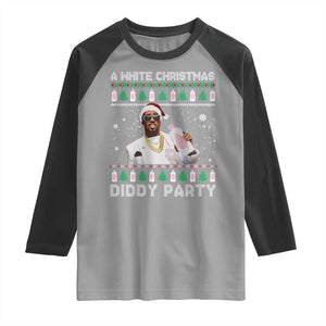 Funny Dirty Santa Diddy Christmas Raglan Shirt A White Xmas Diddy Party Snowflake TS11 Sport Gray Black Print Your Wear