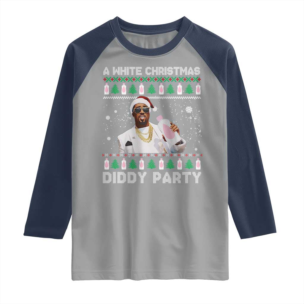 Funny Dirty Santa Diddy Christmas Raglan Shirt A White Xmas Diddy Party Snowflake TS11 Sport Gray Navy Print Your Wear