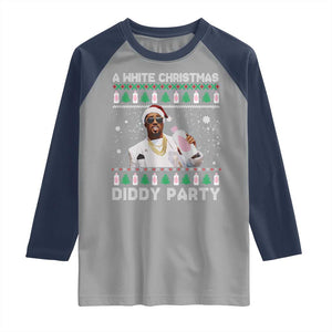 Funny Dirty Santa Diddy Christmas Raglan Shirt A White Xmas Diddy Party Snowflake TS11 Sport Gray Navy Print Your Wear