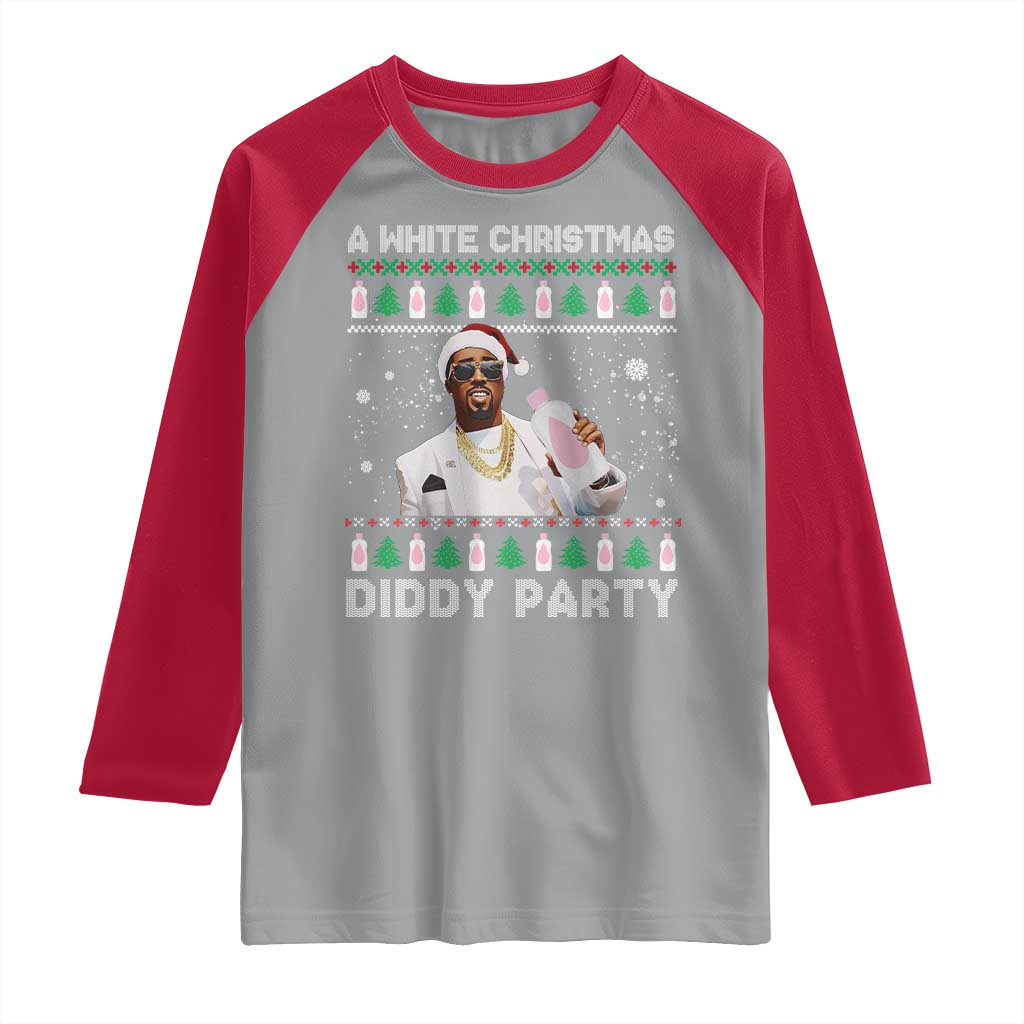 Funny Dirty Santa Diddy Christmas Raglan Shirt A White Xmas Diddy Party Snowflake TS11 Sport Gray Red Print Your Wear