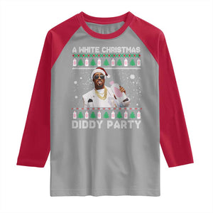 Funny Dirty Santa Diddy Christmas Raglan Shirt A White Xmas Diddy Party Snowflake TS11 Sport Gray Red Print Your Wear