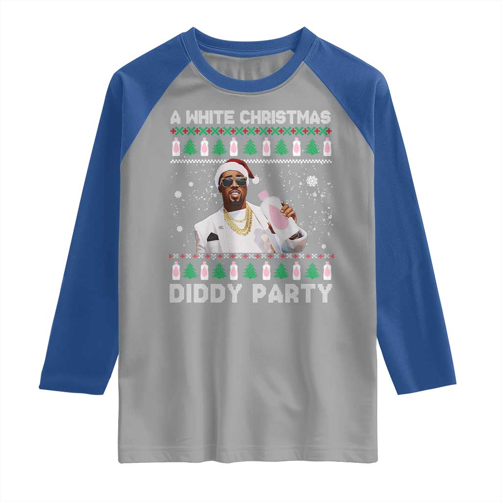 Funny Dirty Santa Diddy Christmas Raglan Shirt A White Xmas Diddy Party Snowflake TS11 Sport Gray Royal Print Your Wear