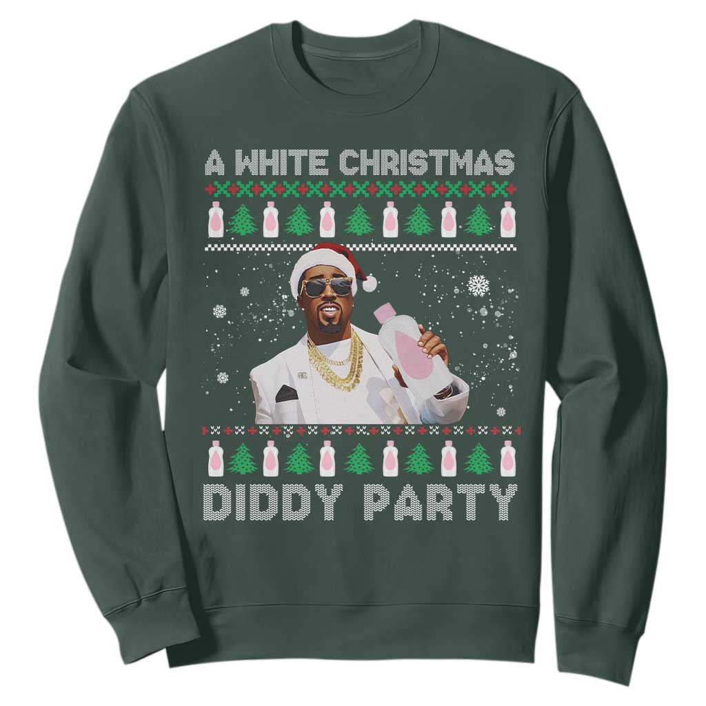 Funny Dirty Santa Diddy Christmas Sweatshirt A White Xmas Diddy Party Snowflake TS11 Dark Forest Green Print Your Wear