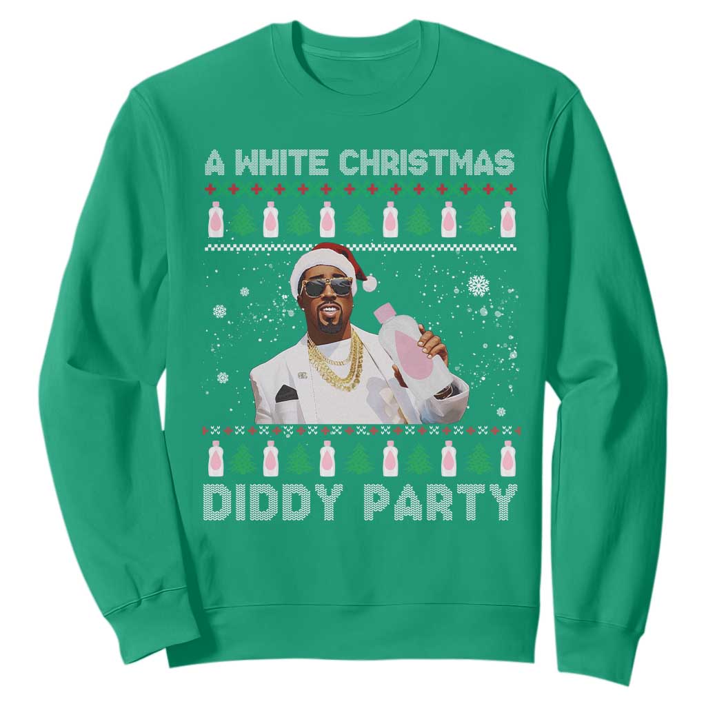 Funny Dirty Santa Diddy Christmas Sweatshirt A White Xmas Diddy Party Snowflake TS11 Irish Green Print Your Wear