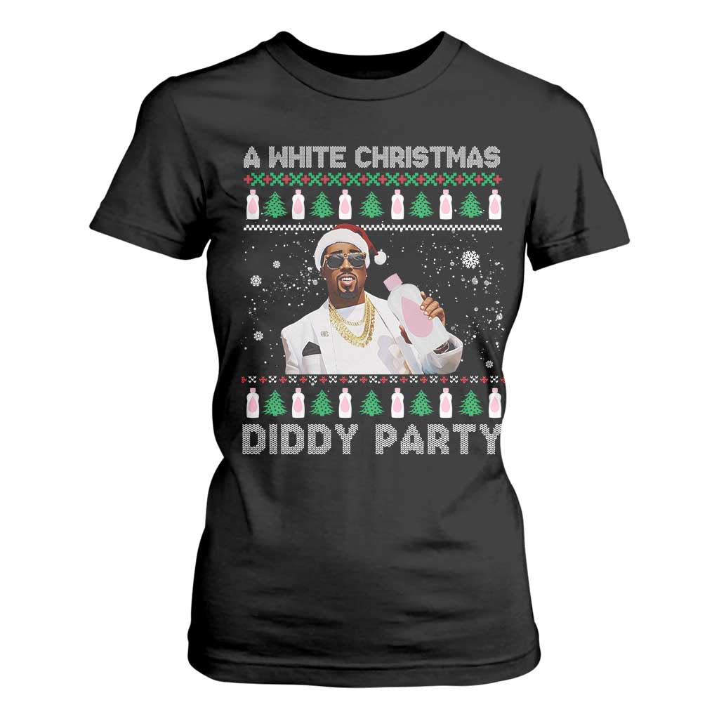 Funny Dirty Santa Diddy Christmas T Shirt For Women A White Xmas Diddy Party Snowflake TS11 Black Print Your Wear
