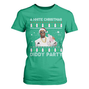 Funny Dirty Santa Diddy Christmas T Shirt For Women A White Xmas Diddy Party Snowflake TS11 Irish Green Print Your Wear