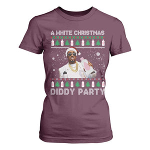 Funny Dirty Santa Diddy Christmas T Shirt For Women A White Xmas Diddy Party Snowflake TS11 Maroon Print Your Wear