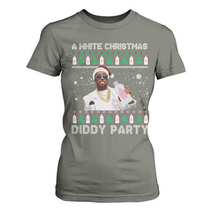 Funny Dirty Santa Diddy Christmas T Shirt For Women A White Xmas Diddy Party Snowflake TS11 Military Green Print Your Wear