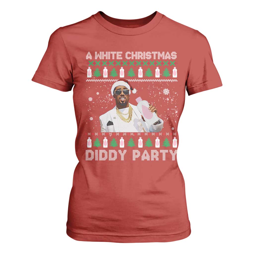 Funny Dirty Santa Diddy Christmas T Shirt For Women A White Xmas Diddy Party Snowflake TS11 Red Print Your Wear
