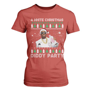 Funny Dirty Santa Diddy Christmas T Shirt For Women A White Xmas Diddy Party Snowflake TS11 Red Print Your Wear
