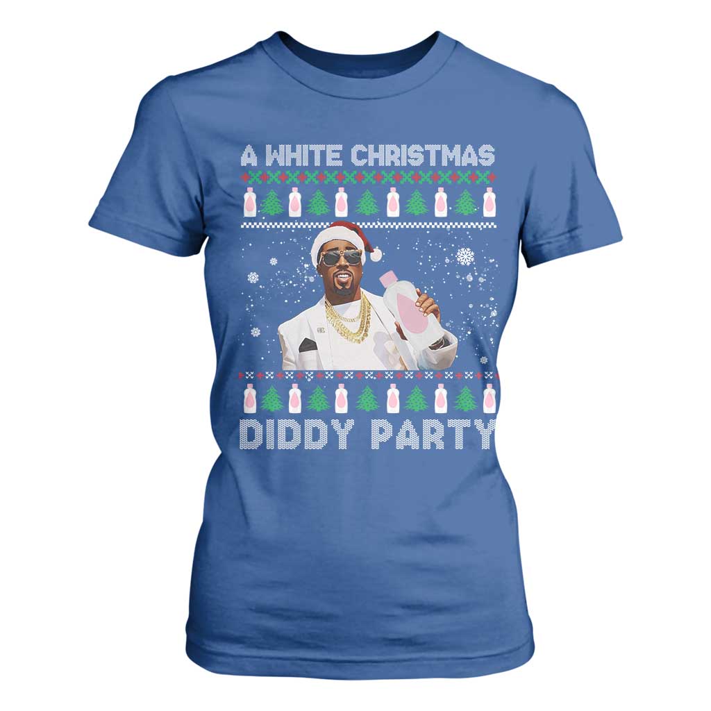 Funny Dirty Santa Diddy Christmas T Shirt For Women A White Xmas Diddy Party Snowflake TS11 Royal Blue Print Your Wear