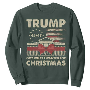 Funny Trump Christmas Sweatshirt Got What I Wanted For Xmas White House TS11 Dark Forest Green Print Your Wear