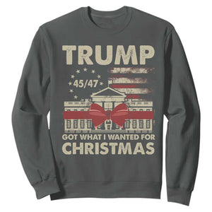 Funny Trump Christmas Sweatshirt Got What I Wanted For Xmas White House TS11 Dark Heather Print Your Wear