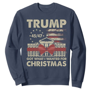 Funny Trump Christmas Sweatshirt Got What I Wanted For Xmas White House TS11 Navy Print Your Wear