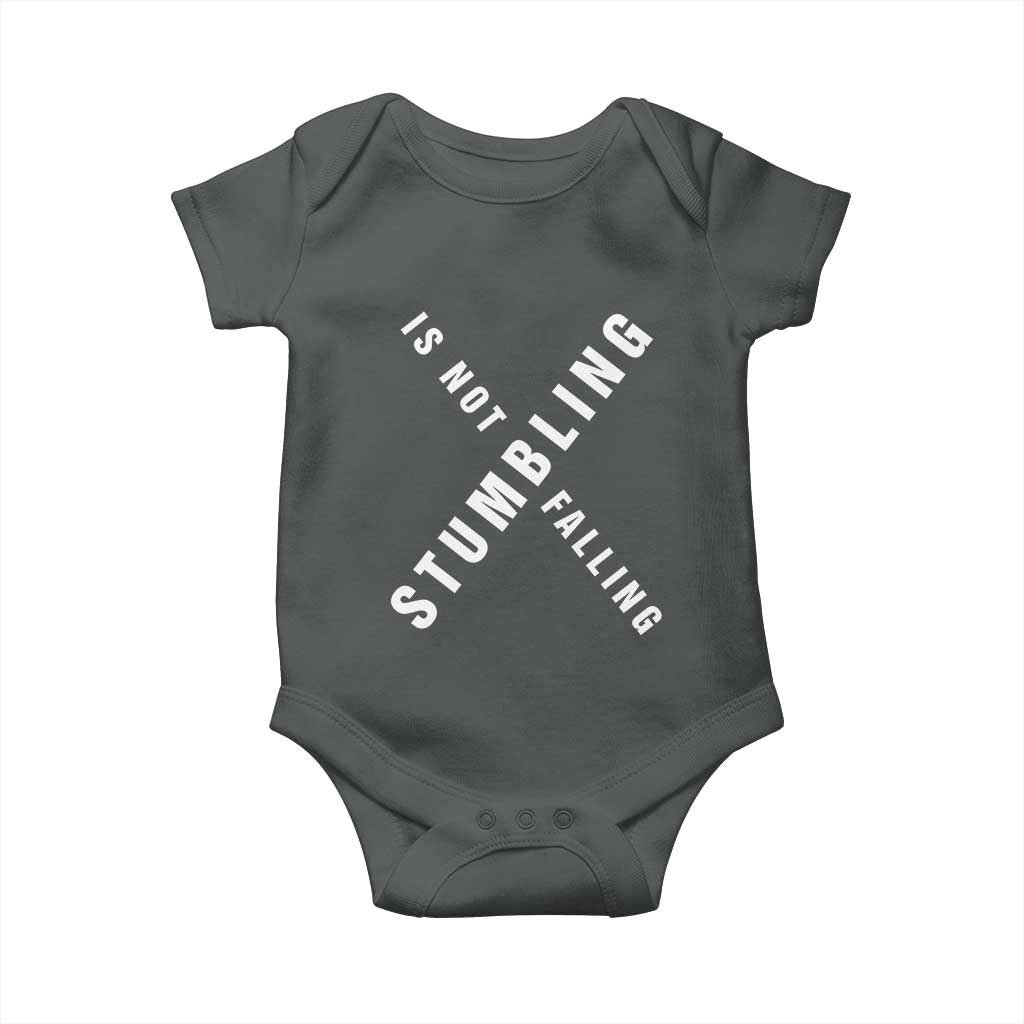 Malcolm X Stumbling Is Not Falling Baby Onesie Black History Month TS11 Dark Heather Print Your Wear