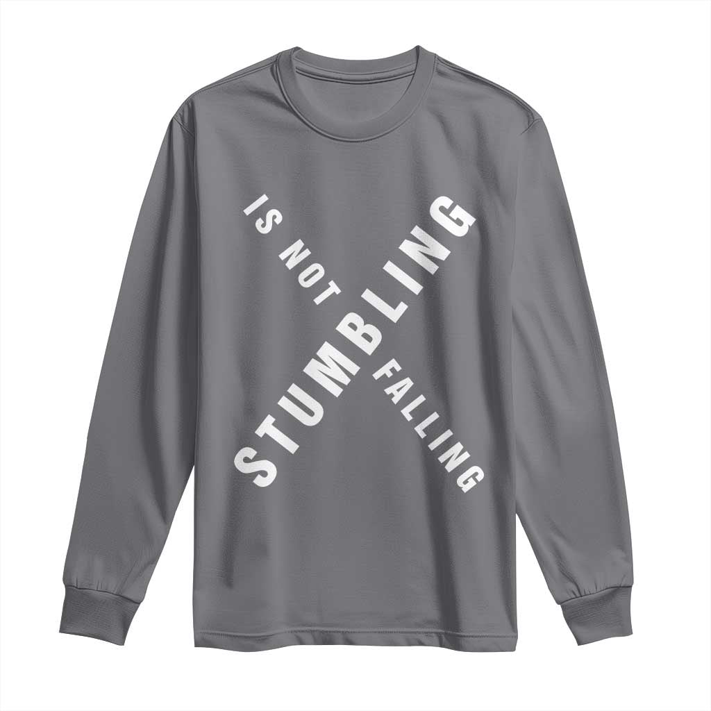 Malcolm X Stumbling Is Not Falling Long Sleeve Shirt Black History Month TS11 Charcoal Print Your Wear