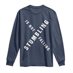 Malcolm X Stumbling Is Not Falling Long Sleeve Shirt Black History Month TS11 Navy Print Your Wear