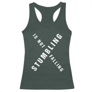 Malcolm X Stumbling Is Not Falling Racerback Tank Top Black History Month TS11 Dark Forest Green Print Your Wear