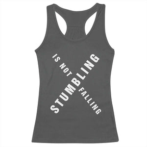 Malcolm X Stumbling Is Not Falling Racerback Tank Top Black History Month TS11 Dark Heather Print Your Wear