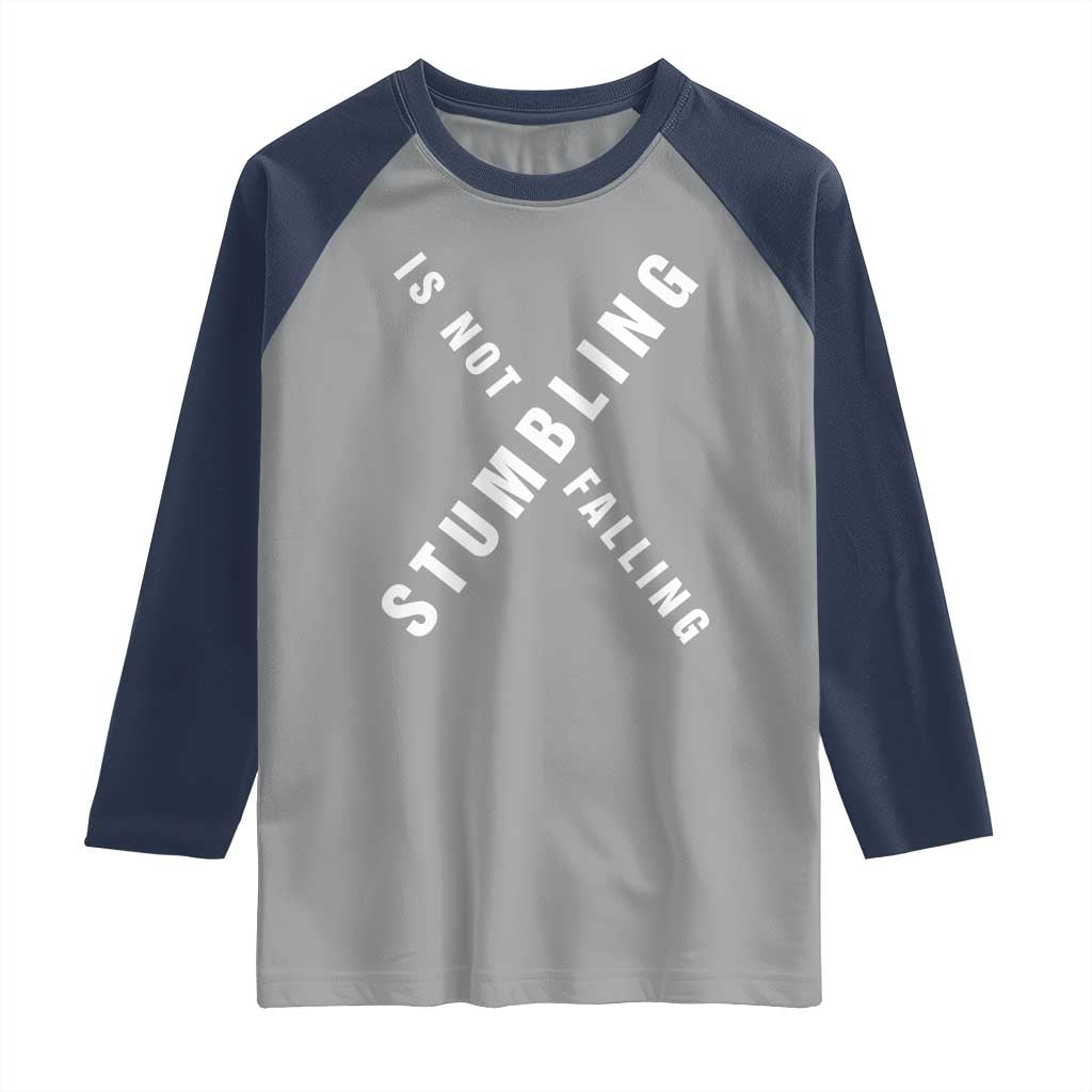 Malcolm X Stumbling Is Not Falling Raglan Shirt Black History Month TS11 Sport Gray Navy Print Your Wear